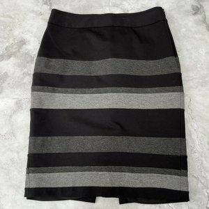 White House Black Market Pencil Skirt Womens Size 4 Gray Black Stripe